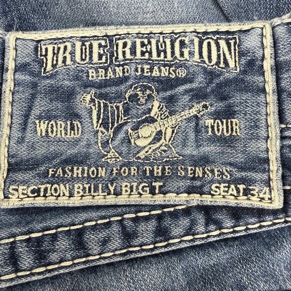 True Religion Jeans Women's 29x34 (8) Blue Billy Big T Boot Cut Western Normcore - Picture 5 of 15